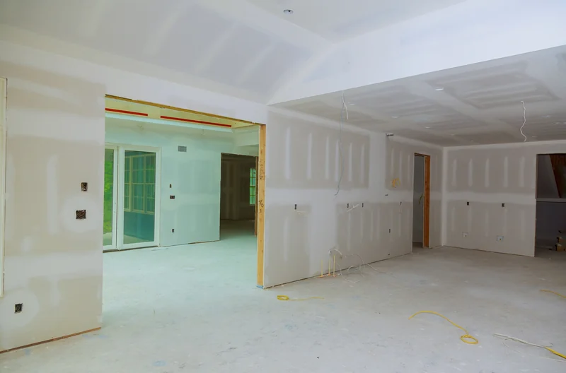 Large taped and unfinished commercial interior