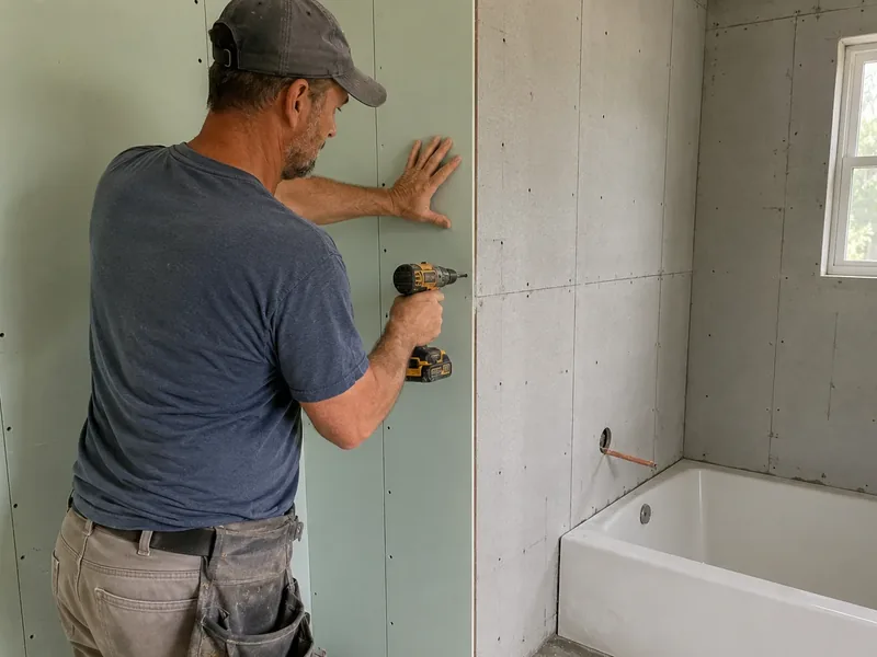Moisture-resistant board installed in a bathroom